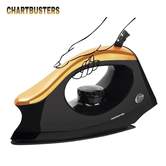Picture of CHARTBUSTER by CHARTBUSTERS MJ GOLD 12 NON STICK DRY IRON LIGHT WEIGHT FAST HEATING SMOOTH SOLEPLATE 750 W 750 W Dry Iron  (Gold)